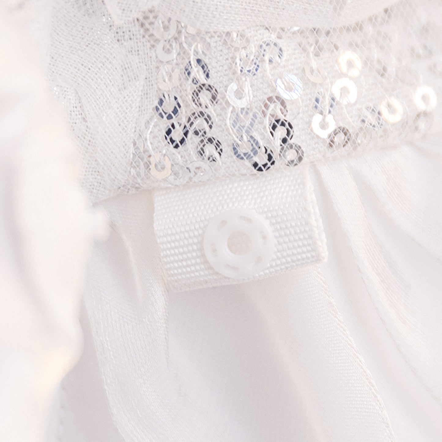 White A-Line Sequin Flower Girl Dress | Tiered Princess Dress for Kids 3-10Y