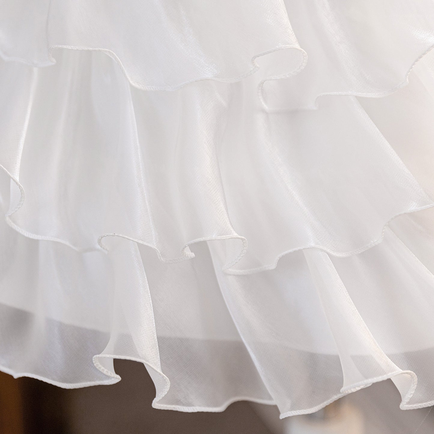 White A-Line Sequin Flower Girl Dress | Tiered Princess Dress for Kids 3-10Y