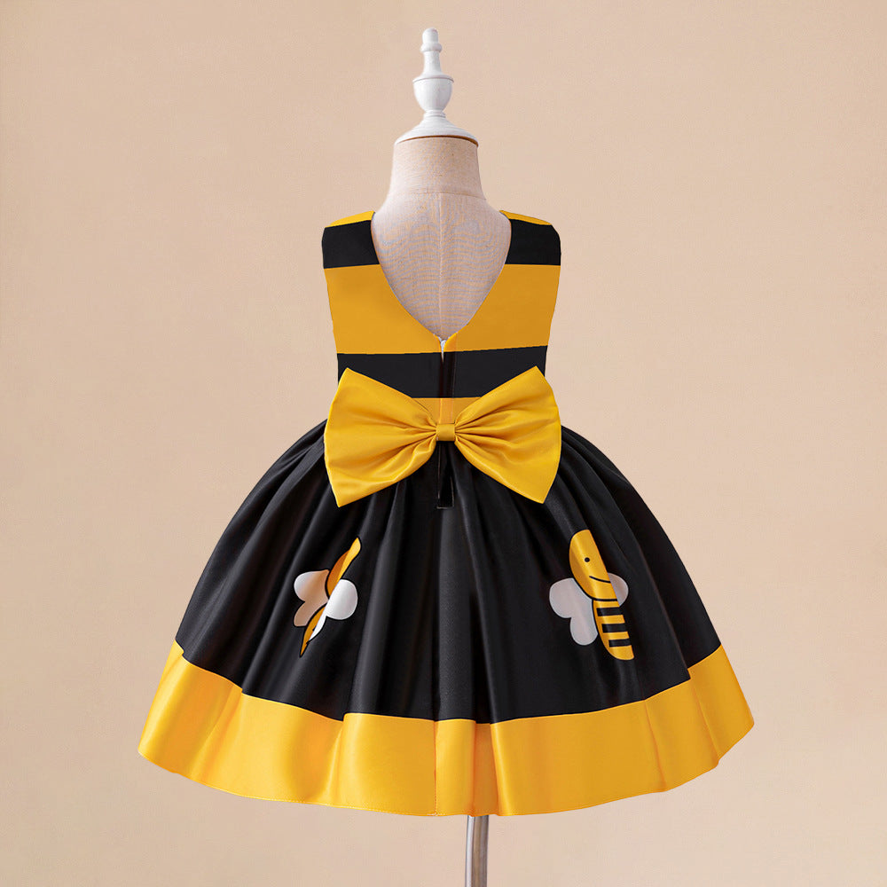 Cute Yellow Bee Cartoon Puffy Dress for Kids – Party & Cosplay Outfit
