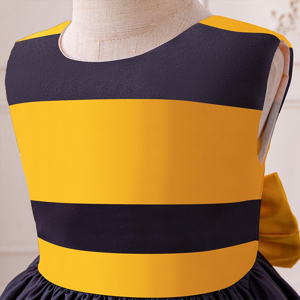 Cute Yellow Bee Cartoon Puffy Dress for Kids – Party & Cosplay Outfit