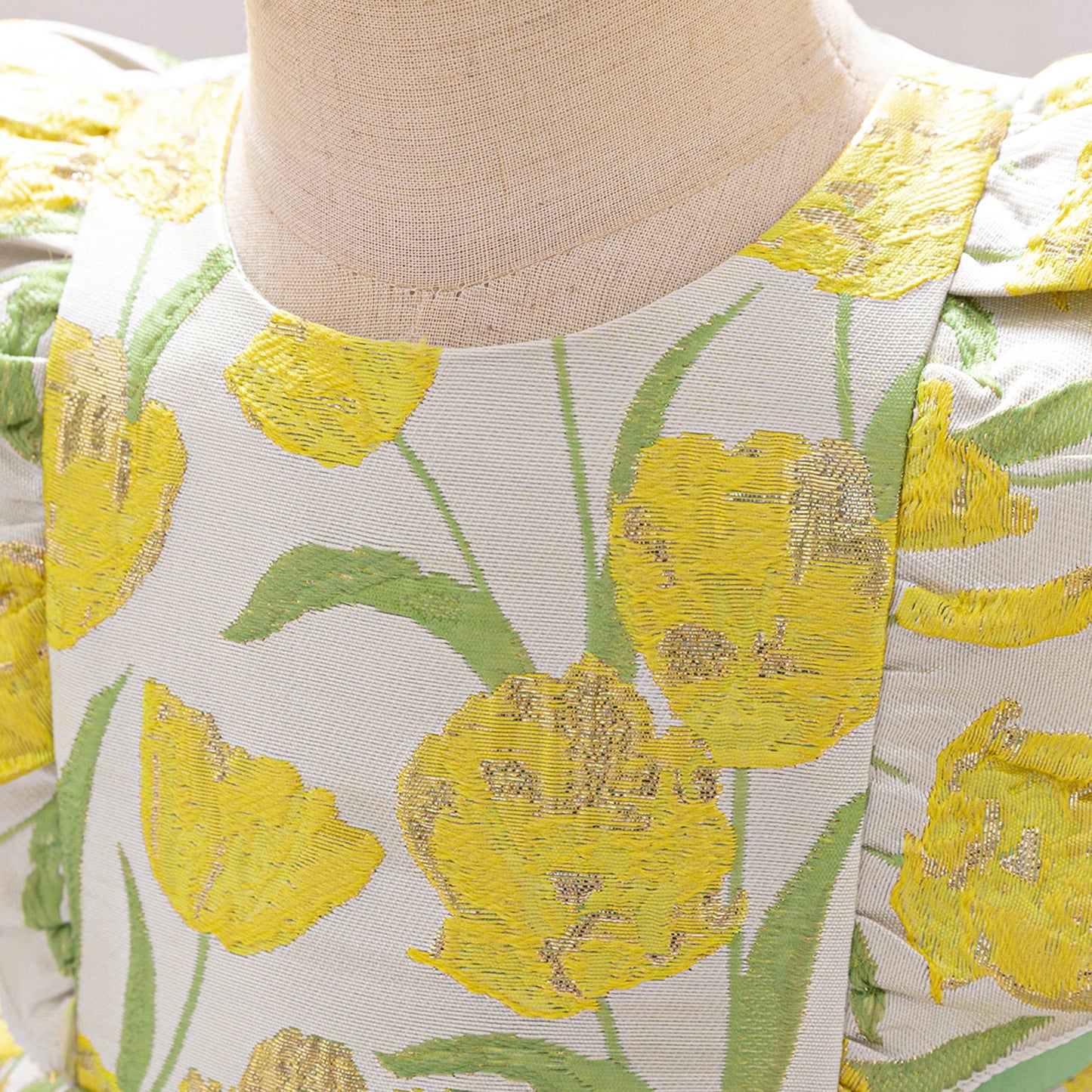 Yellow Floral Baby Ball Gown Dress with Flutter Sleeves for Parties & Celebrations