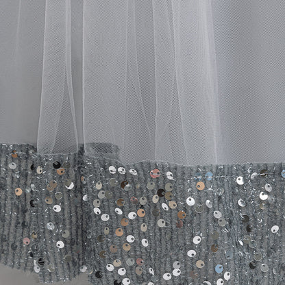 Frocklet Girls Maxi Princess Dress with 3D Flowers & Sequins – Long Sleeve A-Line Gown 36