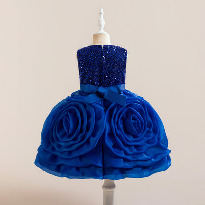 Frocklet 3D Floral Puffy Princess Dress – Cute Ball Gown for Girls Aged 3-8 3