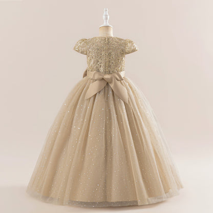 Frocklet Girls Glitter Tulle Maxi Dress - Sequin Flower Girl Party Gown with Bow 17