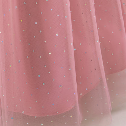 Frocklet Girls Glitter Tulle Maxi Dress - Sequin Flower Girl Party Gown with Bow 7