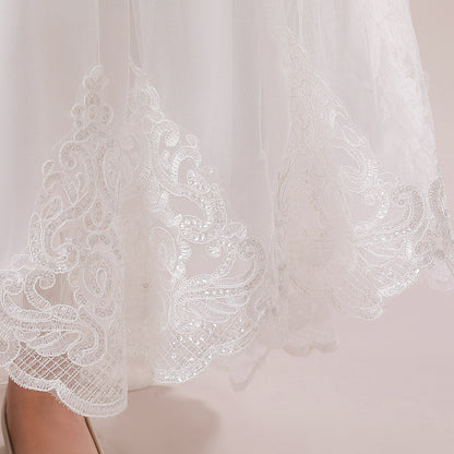 Frocklet White A-Line Maxi Girl's Princess Dress with Lace & Sequins | Party, Wedding, Formal 9