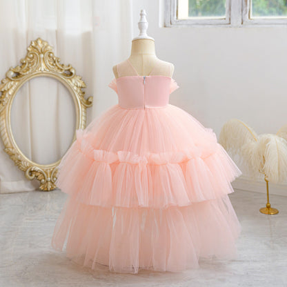 Frocklet Cute Off-Shoulder A-Line Tulle Flower Girl Dress with Train - Sequin Embellished for Kids 10