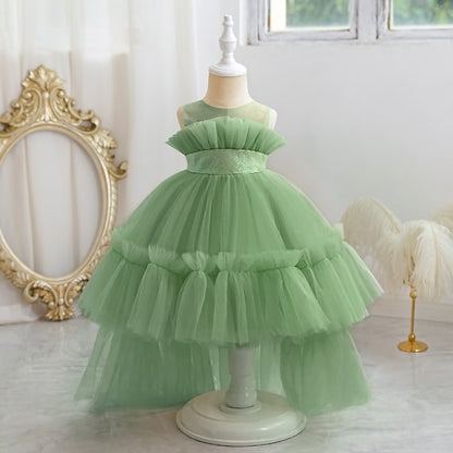 Frocklet Cute Off-Shoulder A-Line Tulle Flower Girl Dress with Train - Sequin Embellished for Kids 15
