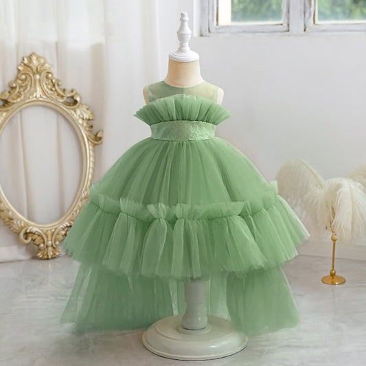 Cute Off-Shoulder A-Line Tulle Flower Girl Dress with Train - Sequin Embellished for Kids