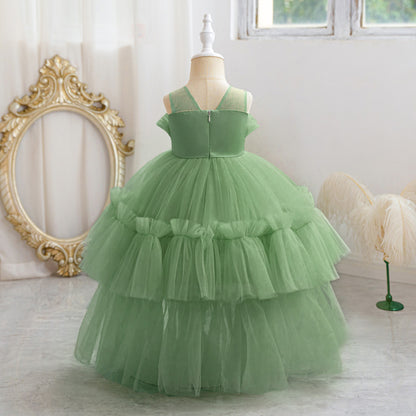 Frocklet Cute Off-Shoulder A-Line Tulle Flower Girl Dress with Train - Sequin Embellished for Kids 17