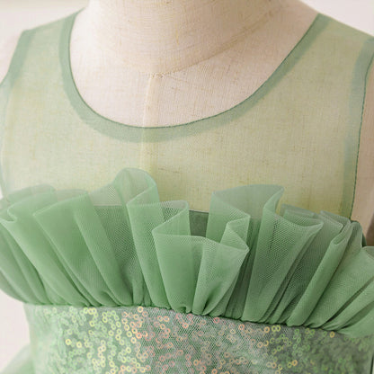 Frocklet Cute Off-Shoulder A-Line Tulle Flower Girl Dress with Train - Sequin Embellished for Kids 19