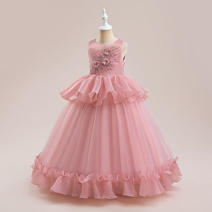 Frocklet Cute A-Line Princess Maxi Dress for Girls | Sequins & Tulle Tiered Skirt 12