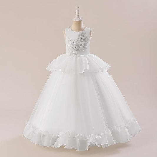 Cute A-Line Princess Maxi Dress for Girls | Sequins & Tulle Tiered Skirt