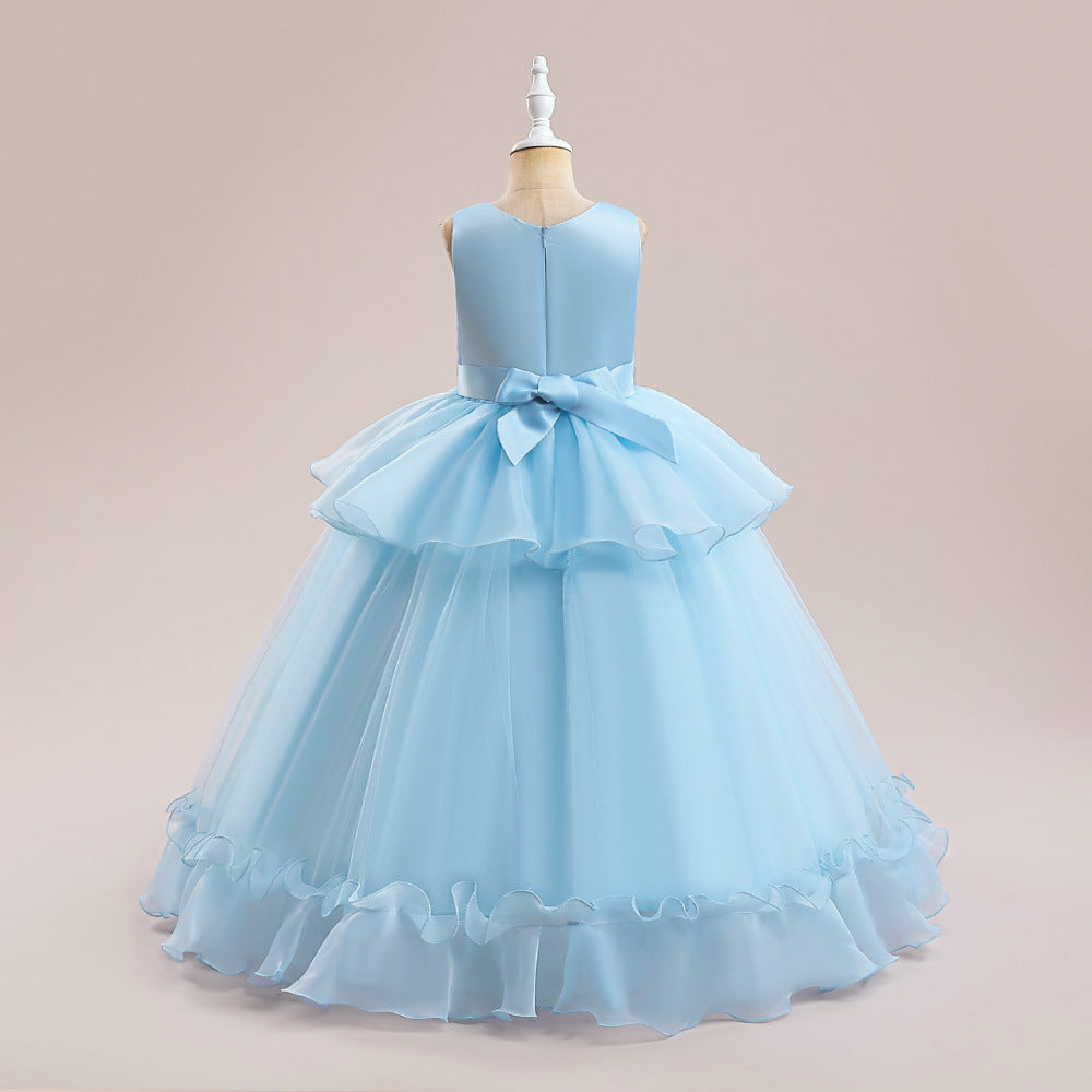 Cute A-Line Princess Maxi Dress for Girls | Sequins & Tulle Tiered Skirt