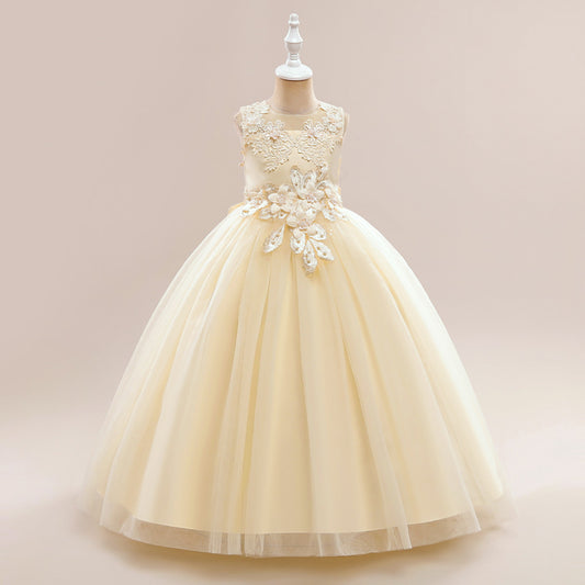 A-Line Maxi Princess Girl Dress - Tulle, Applique & Lace | Party & Formal
