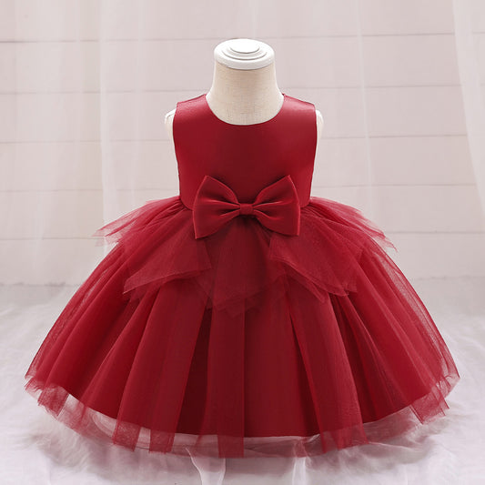 A-Line Tulle Bowknot Princess Dress for Girls – Party, Wedding & Photo Shoot