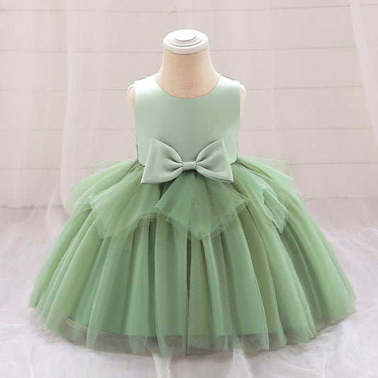 A-Line Tulle Bowknot Princess Dress for Girls – Party, Wedding & Photo Shoot