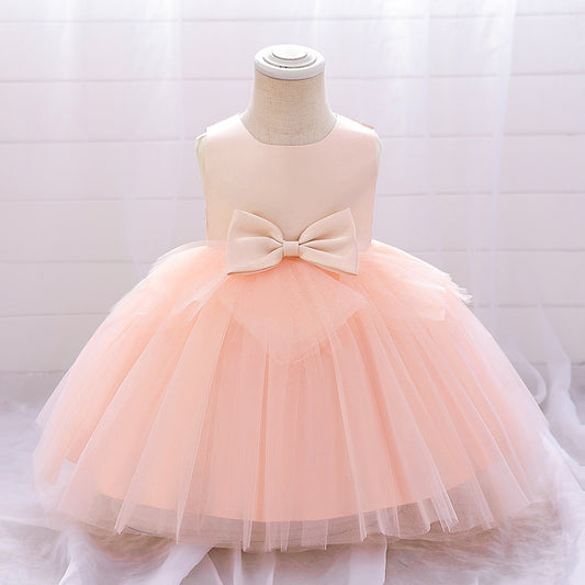 A-Line Tulle Bowknot Princess Dress for Girls – Party, Wedding & Photo Shoot