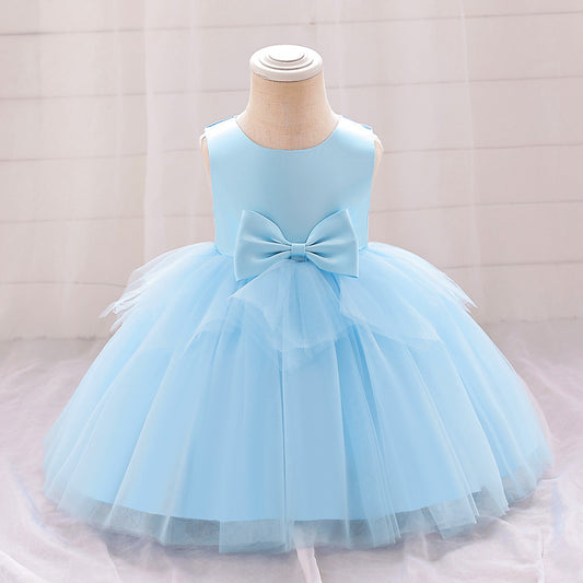A-Line Tulle Bowknot Princess Dress for Girls – Party, Wedding & Photo Shoot