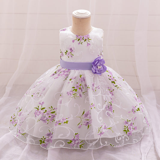 Baby Girls' A-Line Tulle Floral Princess Dress – Tea Length Party & Flower Girl Gown