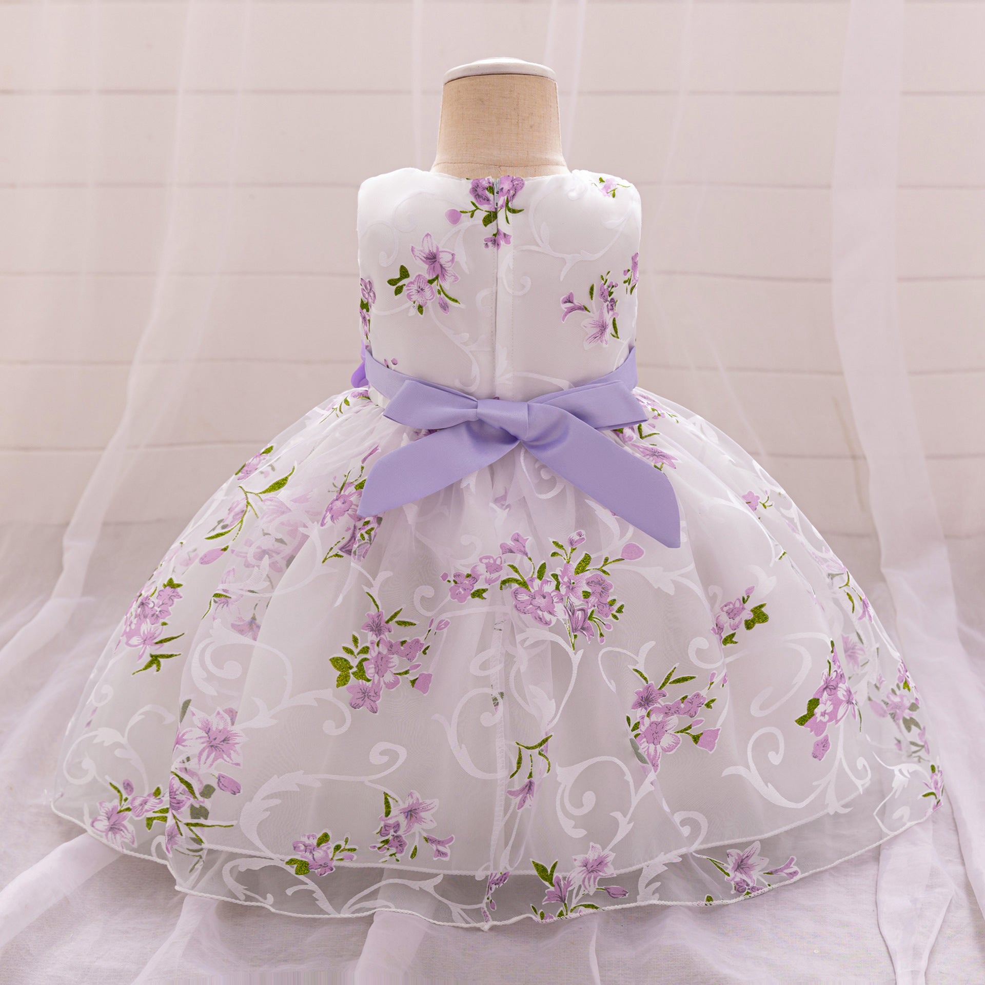 Baby Girls' A-Line Tulle Floral Princess Dress – Tea Length Party & Flower Girl Gown