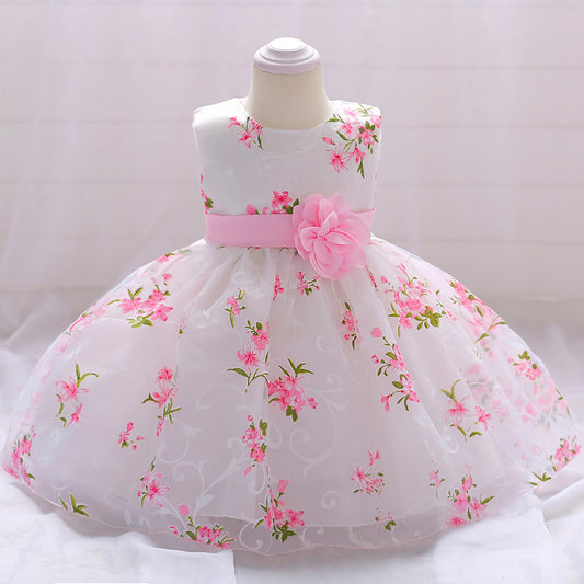 Baby Girls' A-Line Tulle Floral Princess Dress – Tea Length Party & Flower Girl Gown