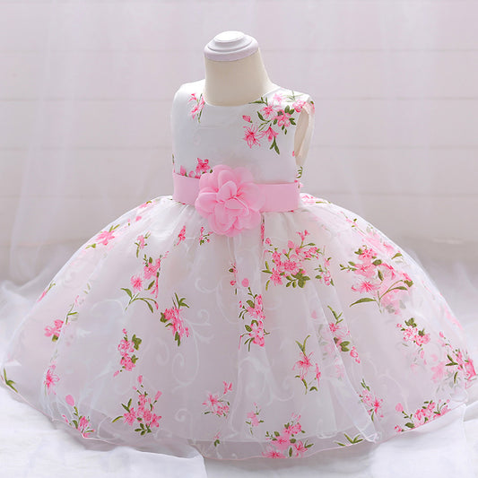 Baby Girls' A-Line Tulle Floral Princess Dress – Tea Length Party & Flower Girl Gown