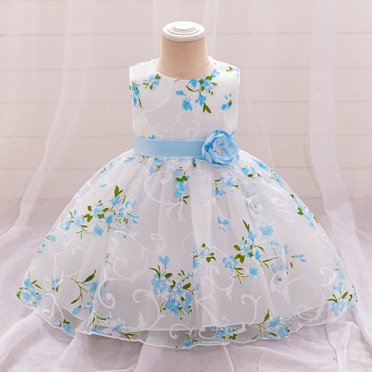 Baby Girls' A-Line Tulle Floral Princess Dress – Tea Length Party & Flower Girl Gown