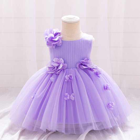 Cute A-Line Flower Girl Tulle Dress for Kids | Princess Party Gown
