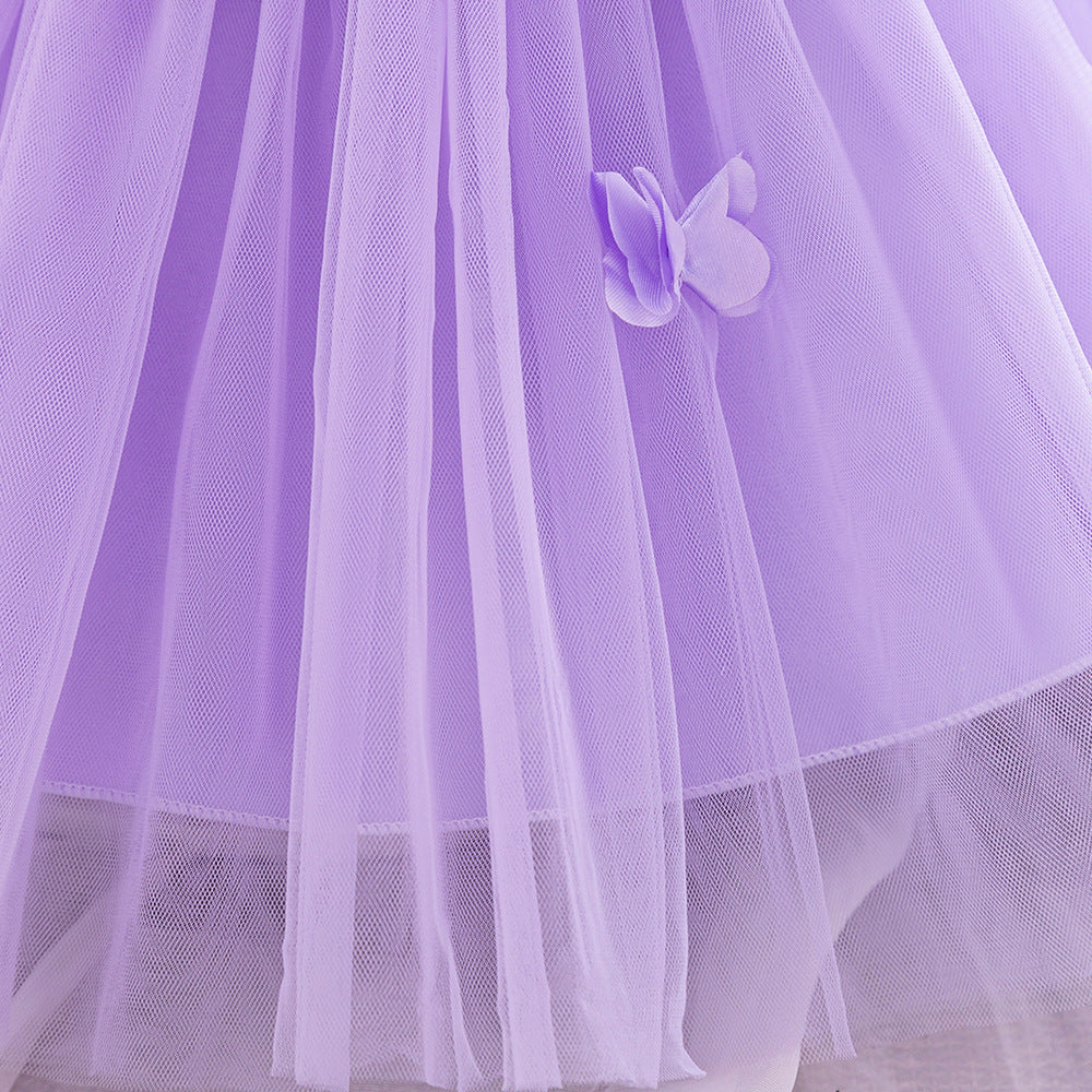 Cute A-Line Flower Girl Tulle Dress for Kids | Princess Party Gown