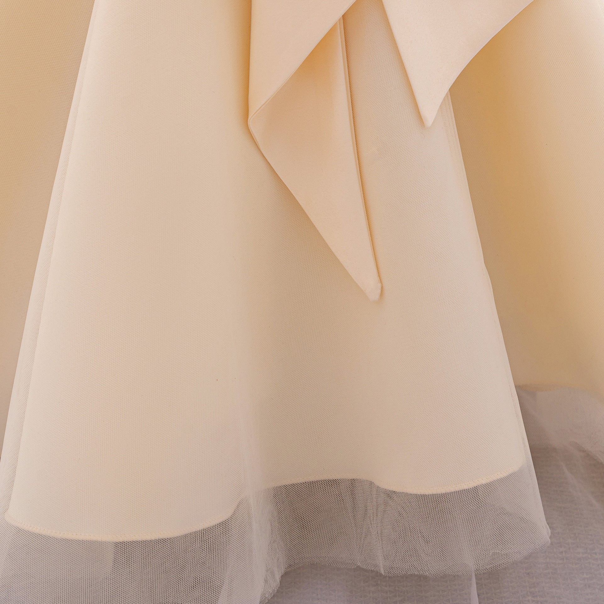 Red Bowknot A-Line Mesh & Satin Toddler Dress – Party & Birthday Outfit for Girls