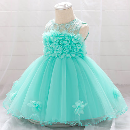 Frocklet A-line Off Shoulder Tulle Baby Girl Dress | Cute Floral Applique Princess Gown 10