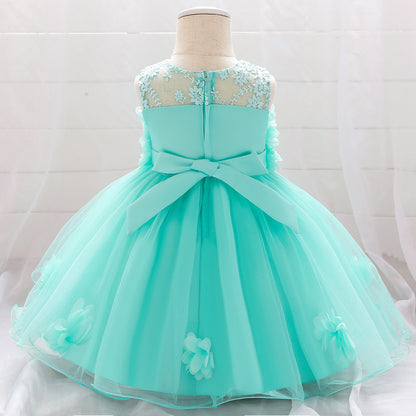 Frocklet A-line Off Shoulder Tulle Baby Girl Dress | Cute Floral Applique Princess Gown 11