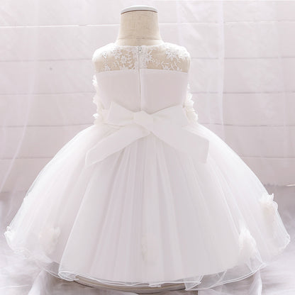 Frocklet A-line Off Shoulder Tulle Baby Girl Dress | Cute Floral Applique Princess Gown 14