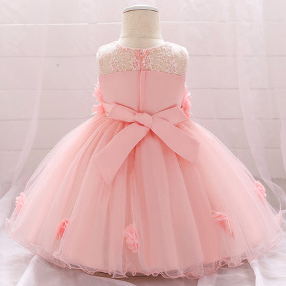 Frocklet A-line Off Shoulder Tulle Baby Girl Dress | Cute Floral Applique Princess Gown 20