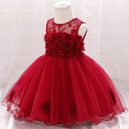 Frocklet A-line Off Shoulder Tulle Baby Girl Dress | Cute Floral Applique Princess Gown 2