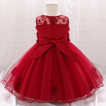 Frocklet A-line Off Shoulder Tulle Baby Girl Dress | Cute Floral Applique Princess Gown 3