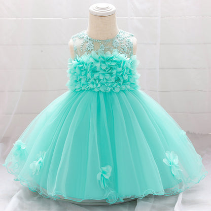 Frocklet A-line Off Shoulder Tulle Baby Girl Dress | Cute Floral Applique Princess Gown 9