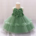 Avocado Green Off-Shoulder Puffy Tulle Ball Gown Dress for Toddlers
