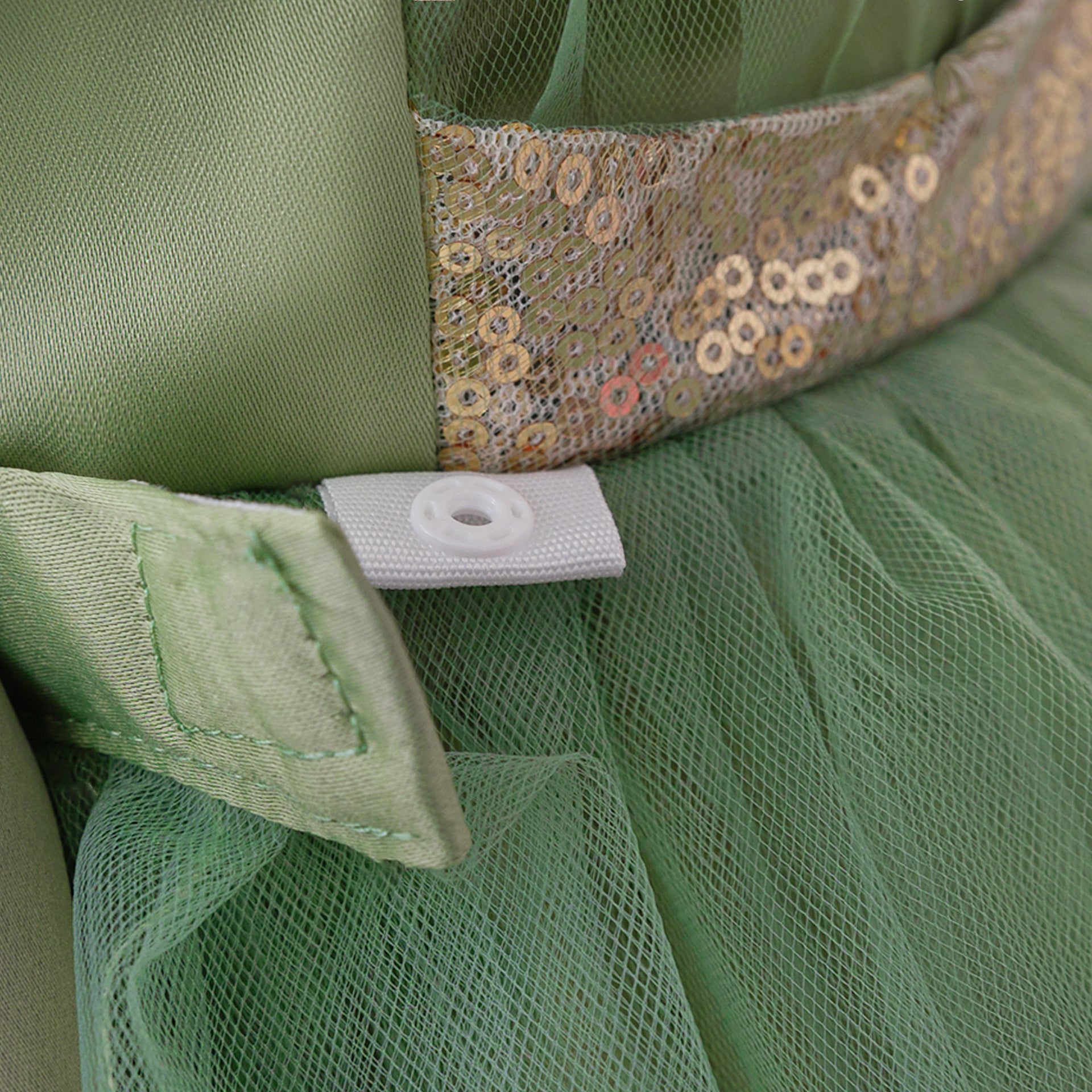 Avocado Green Puffy High-Low Halter Princess Dress for Girls (3-10 Years)