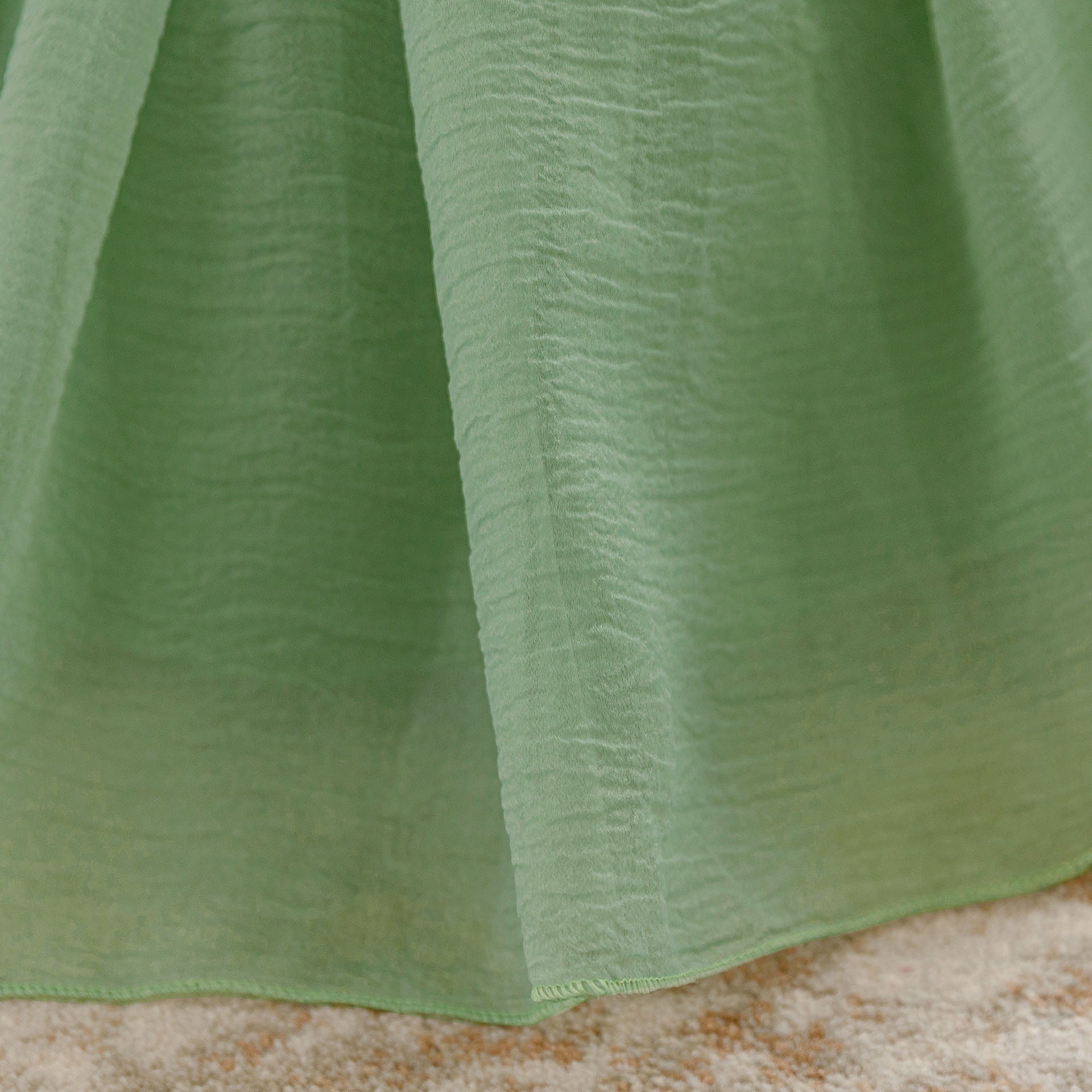 Avocado Green Puffy Sleeve Princess Dress for Kids – Tea-Length Flower Girl Ball Gown