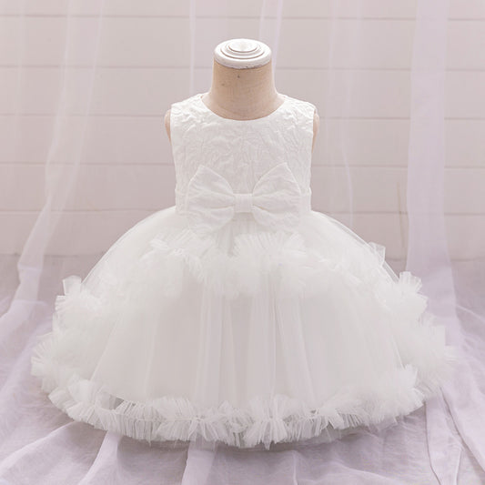 Puffy Tulle Baby Princess Dress with Bowknot – Ideal for Parties & Weddings