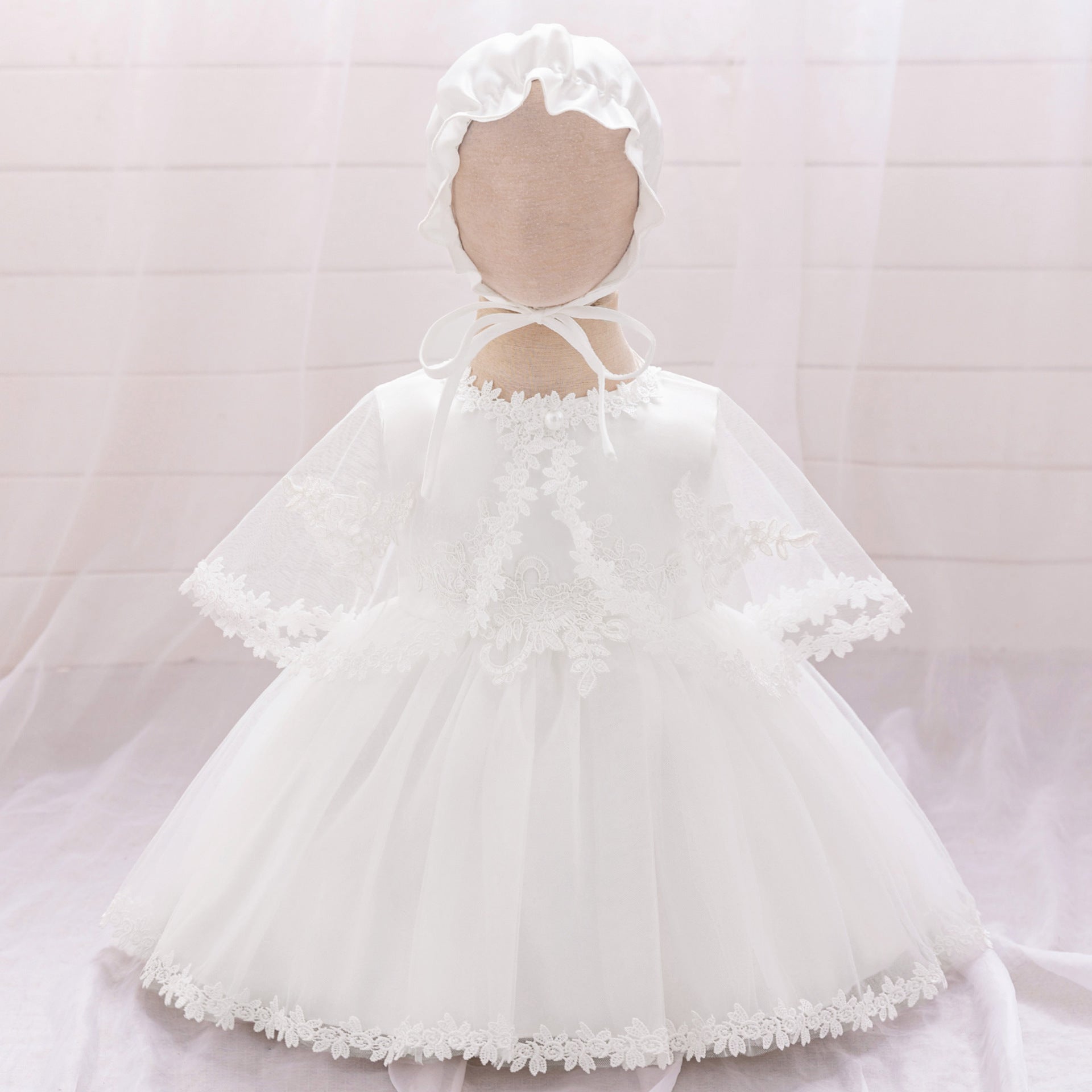 Cute Puffy Lace Ball Gown Dress for Baby Girls | Tea Length White Formal Dress