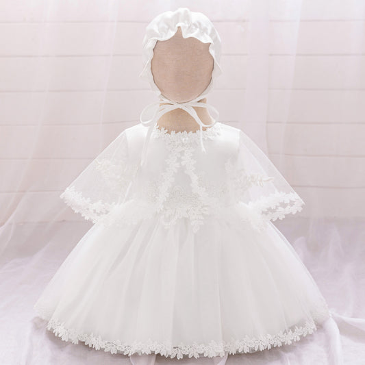 Cute Puffy Lace Ball Gown Dress for Baby Girls | Tea Length White Formal Dress