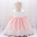Baby Puffy Tulle Party Dress with Bow and Lace