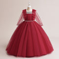Burgundy Maxi Tulle Princess Dress for Girls