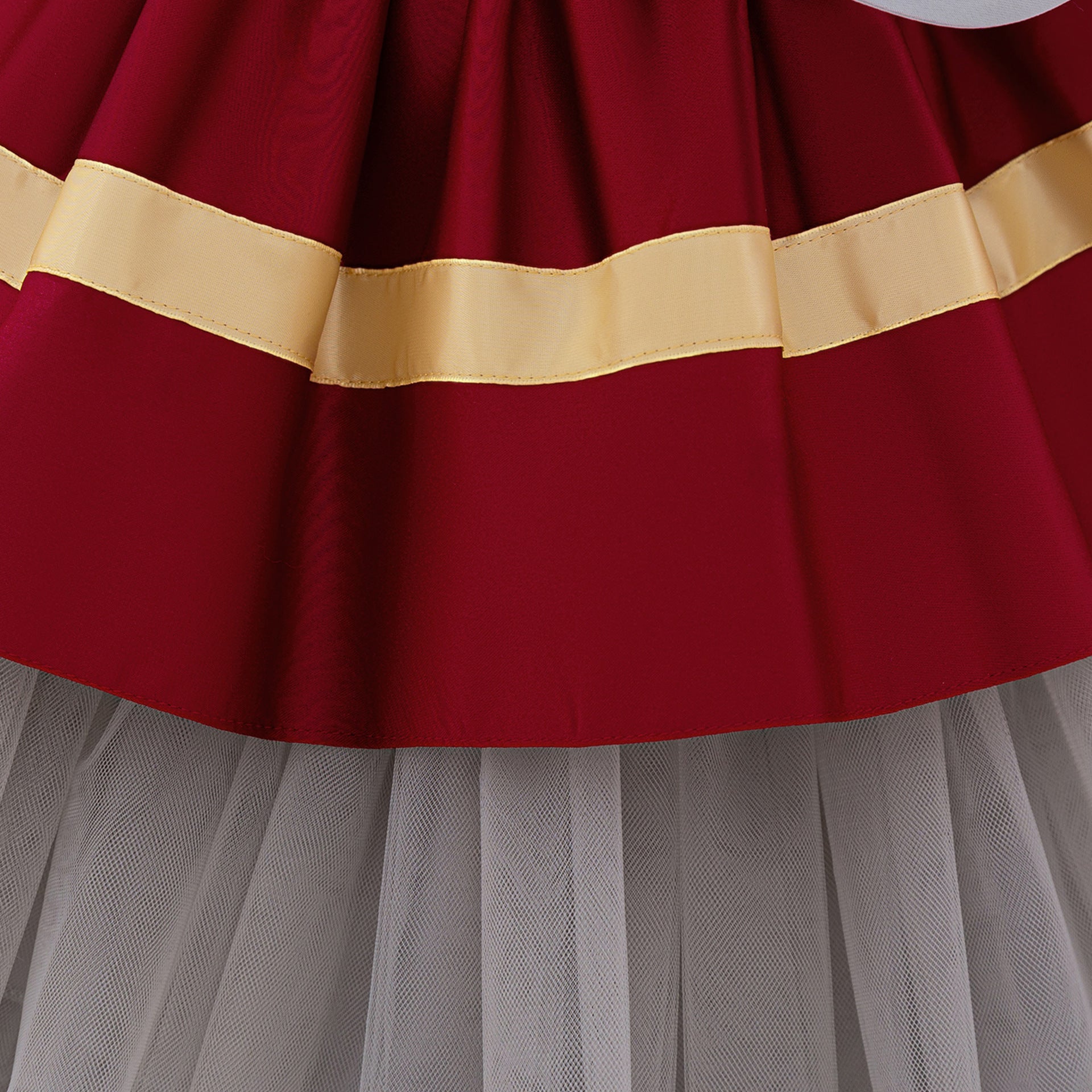 Burgundy Princess Ball Gown Dress for Girls | Tea-Length Puffy Kids Party Dress