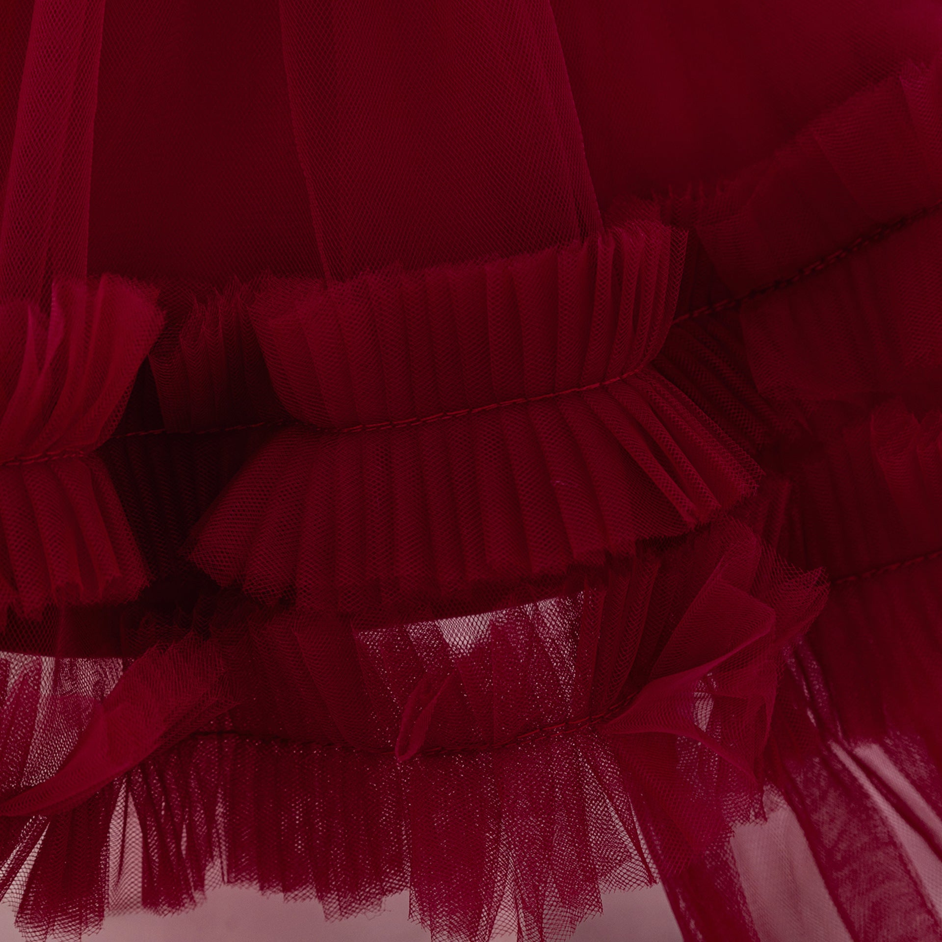 Burgundy Puffy Tulle High-Low Gown for Girls – Princess Party & Birthday Dress