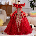 Burgundy Sequin A-Line Maxi Dress for Girls