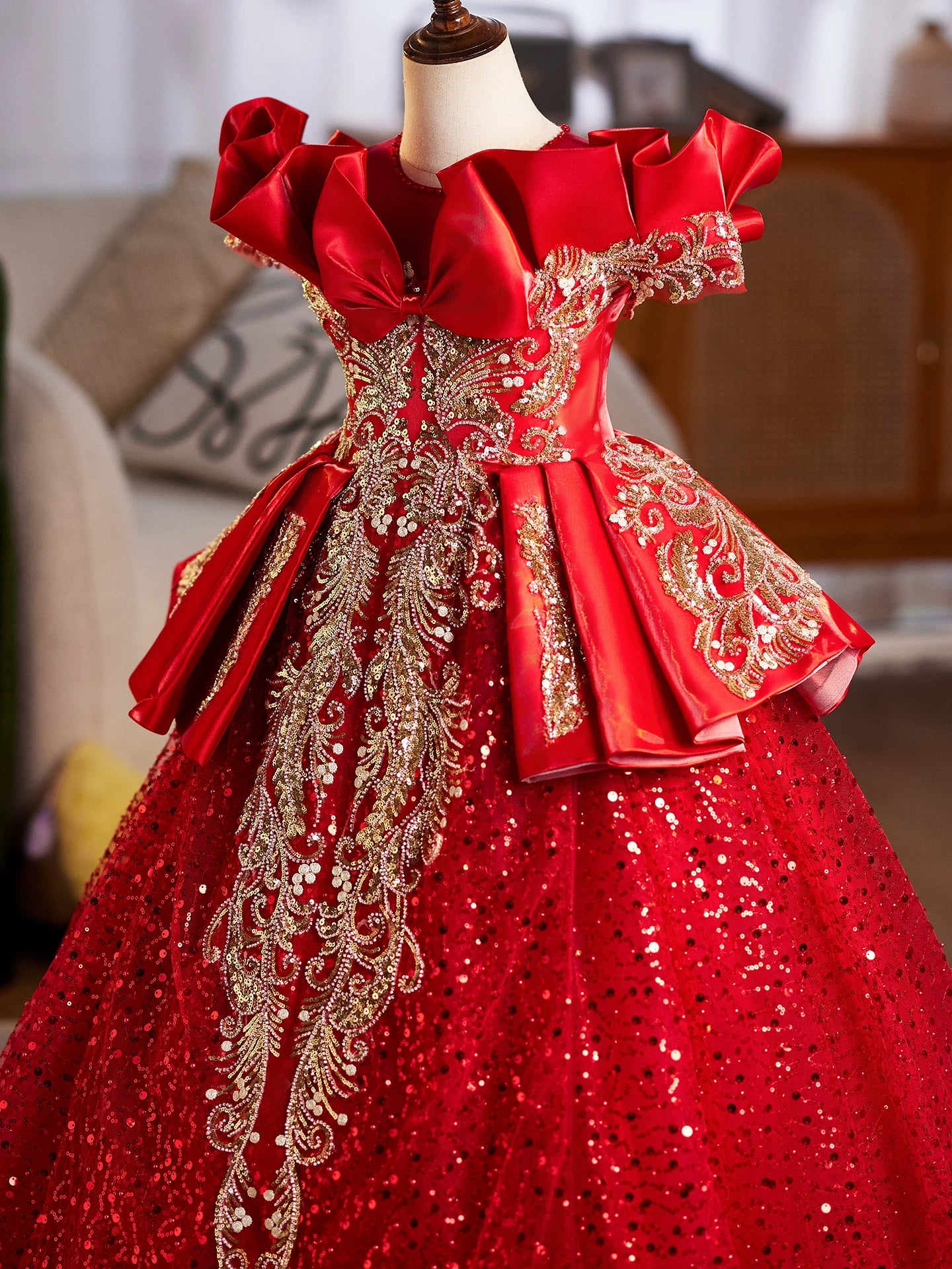 Burgundy A-Line Sequin Maxi Girl's Dress – Cute & Formal Occasionwear